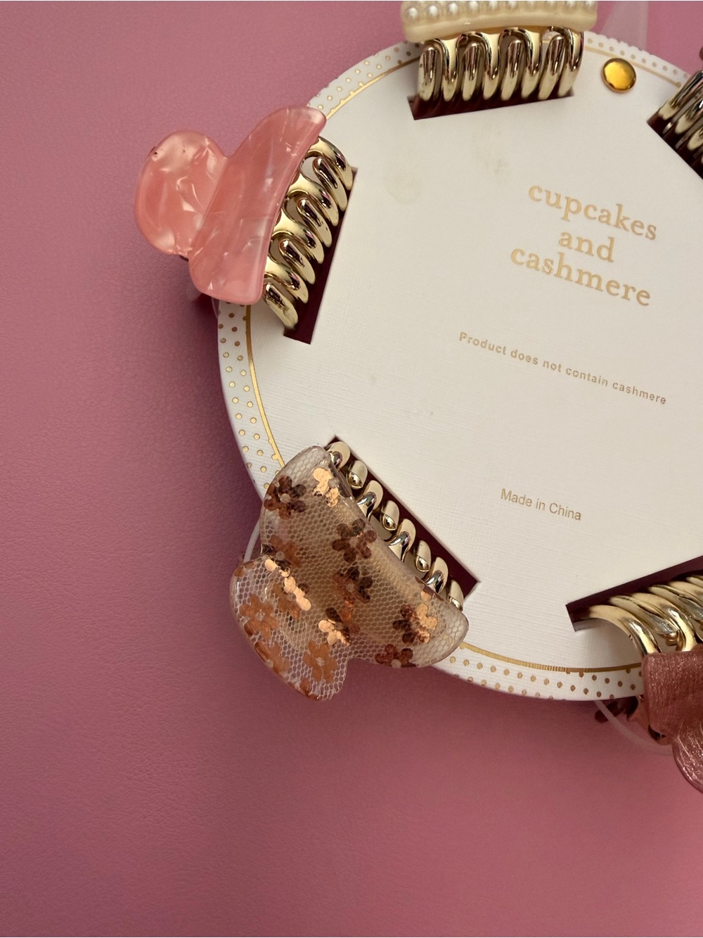 NWT cupcakes & cashmere Pink and Gold Petite Hair Claw Clip Set - Picture 7 of 8